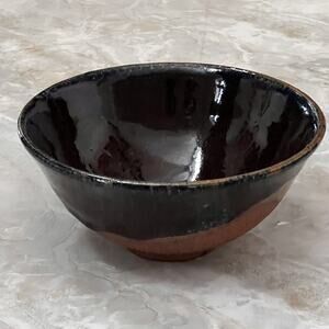 Studio Art Pottery Bowl 5" Brown Purple High Gloss Finish Artist Signed